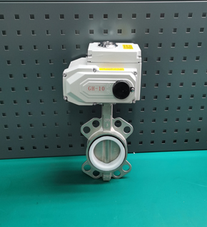 GHD971F-16P不銹鋼四氟電動(dòng)蝶閥 防腐蝕軟密封對(duì)夾調(diào)節(jié)切斷閥